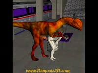 3D anime chick getting pounded by a dinosaur
